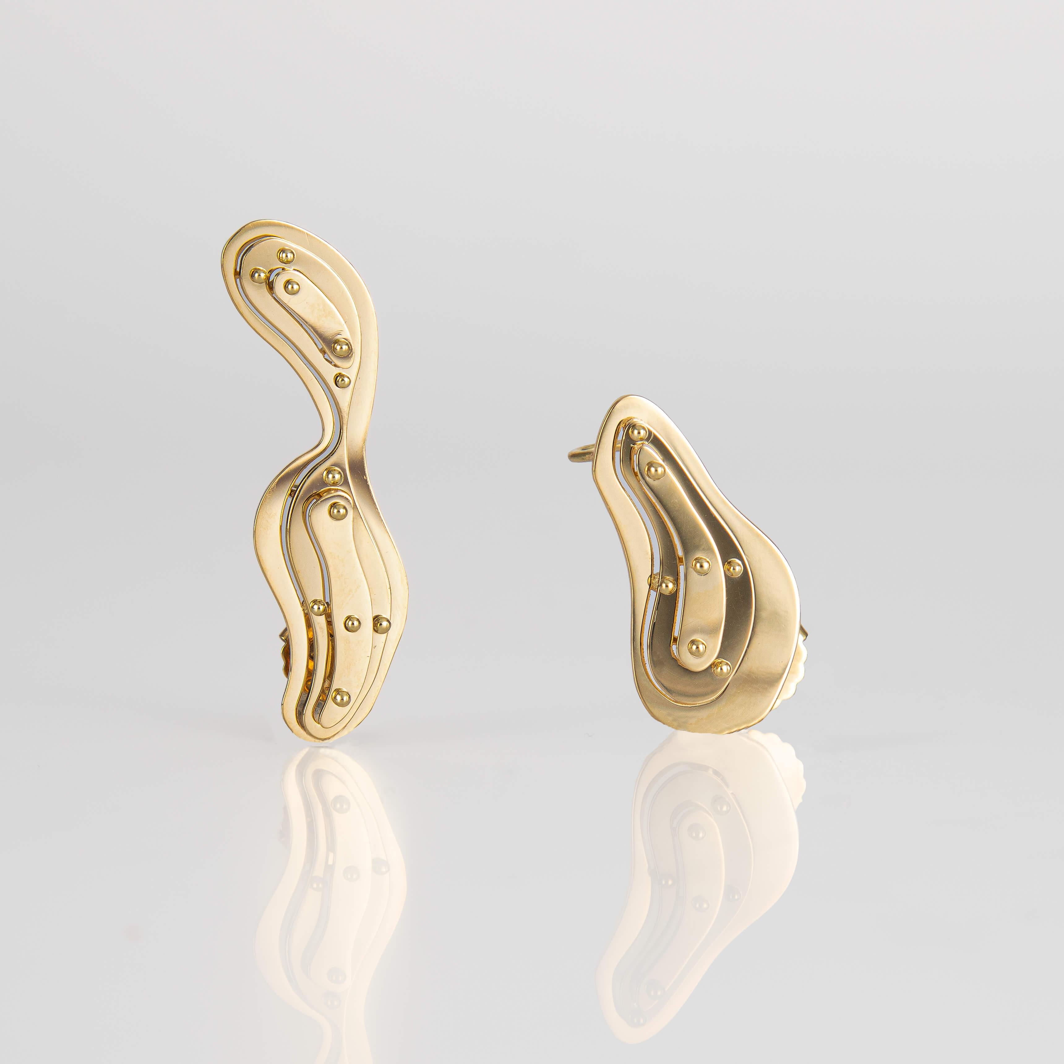 Stack Earrings 14k Solid Gold For Sale 4