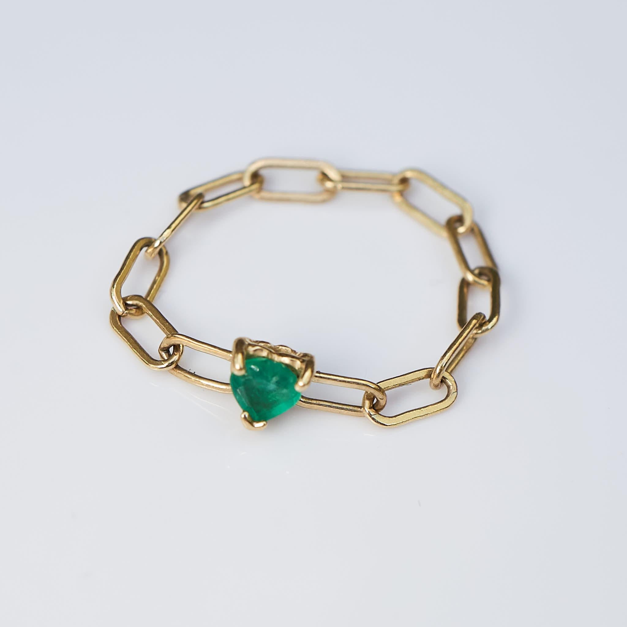 Tourmaline Chain Ring Stackable Gold  In New Condition For Sale In Los Angeles, CA