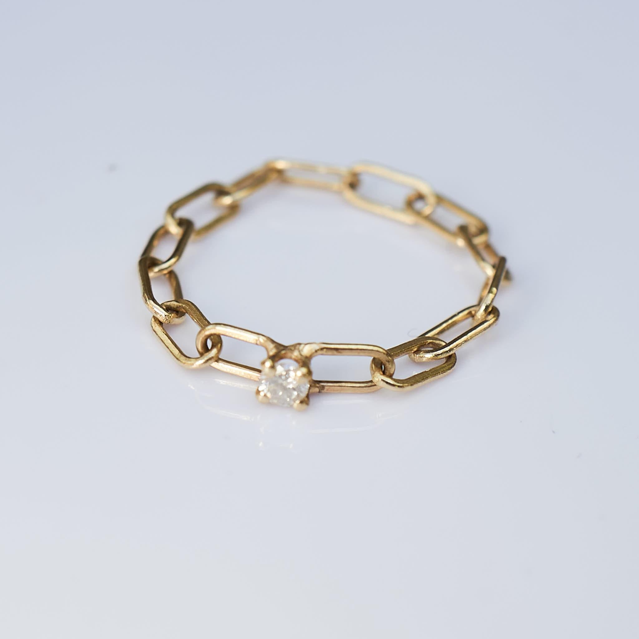 Women's Tourmaline Chain Ring Stackable Gold  For Sale