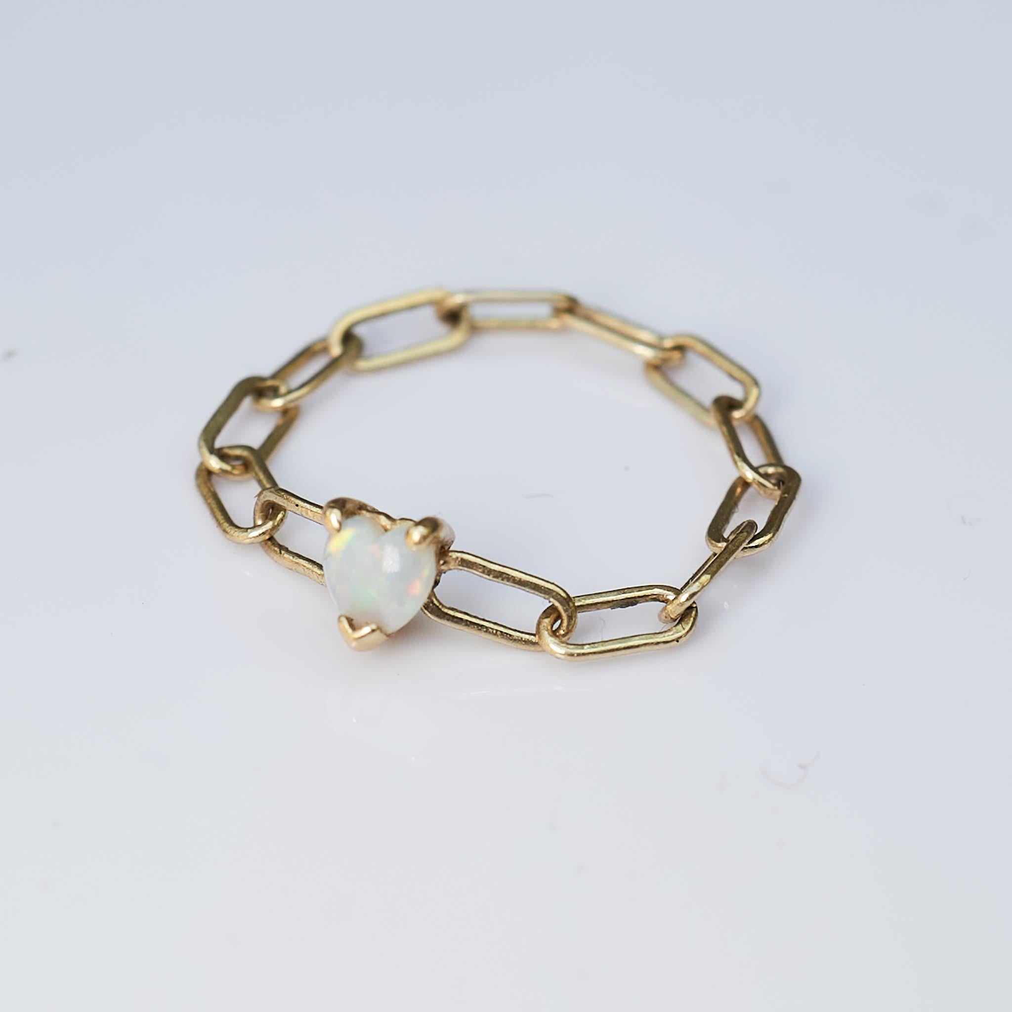 Tourmaline Chain Ring Stackable Gold  For Sale 1