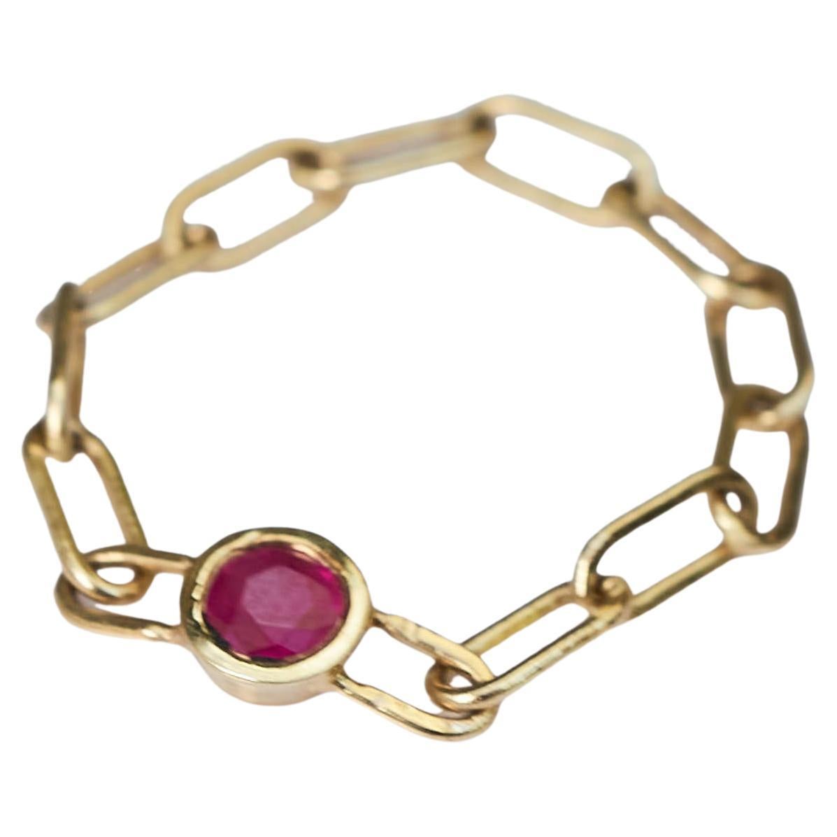 Tourmaline Chain Ring Stackable Gold  For Sale