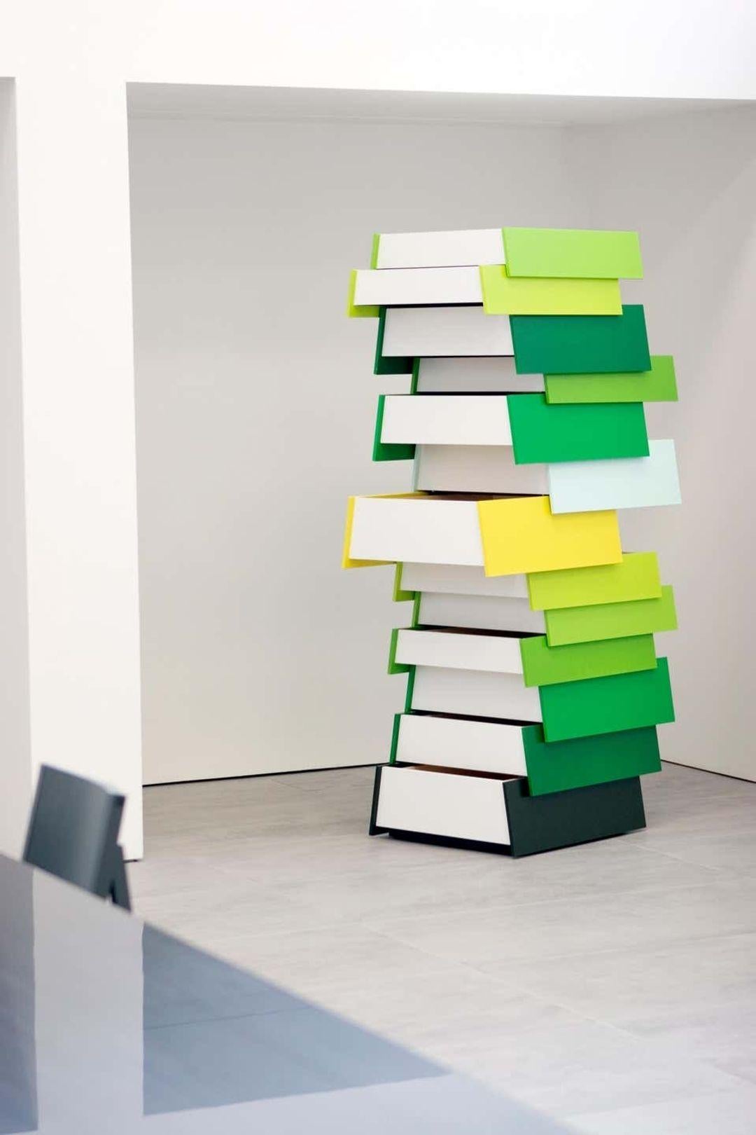 Slovenian Stack H1780 13 DrawerSp, GreenPalette, Established & Sons Raw Edges Shay Alkalay For Sale