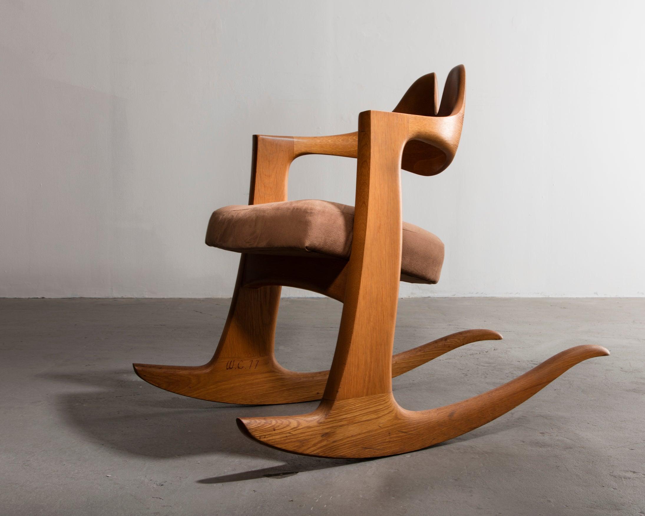 Stack Laminated and Carved Oak Quinn Rocker by Wendell Castle, 1977 In Good Condition In New York, NY