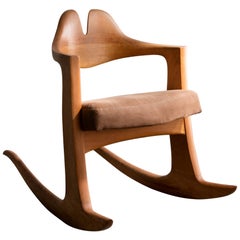 Retro Stack Laminated and Carved Oak Quinn Rocker by Wendell Castle, 1977