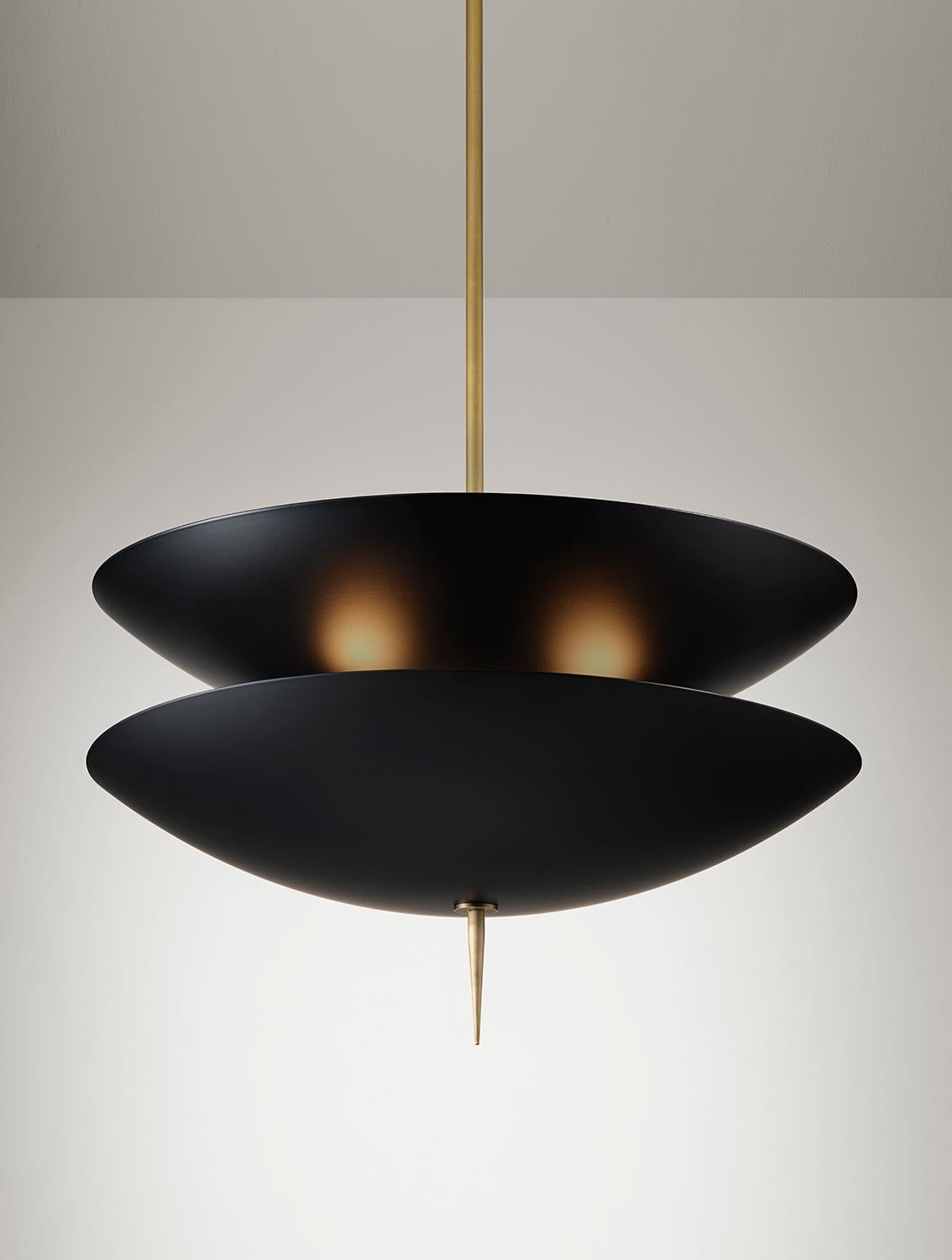 Contemporary STACK Large Pendant Light in Brass & Enamel by Blueprint Lighting For Sale
