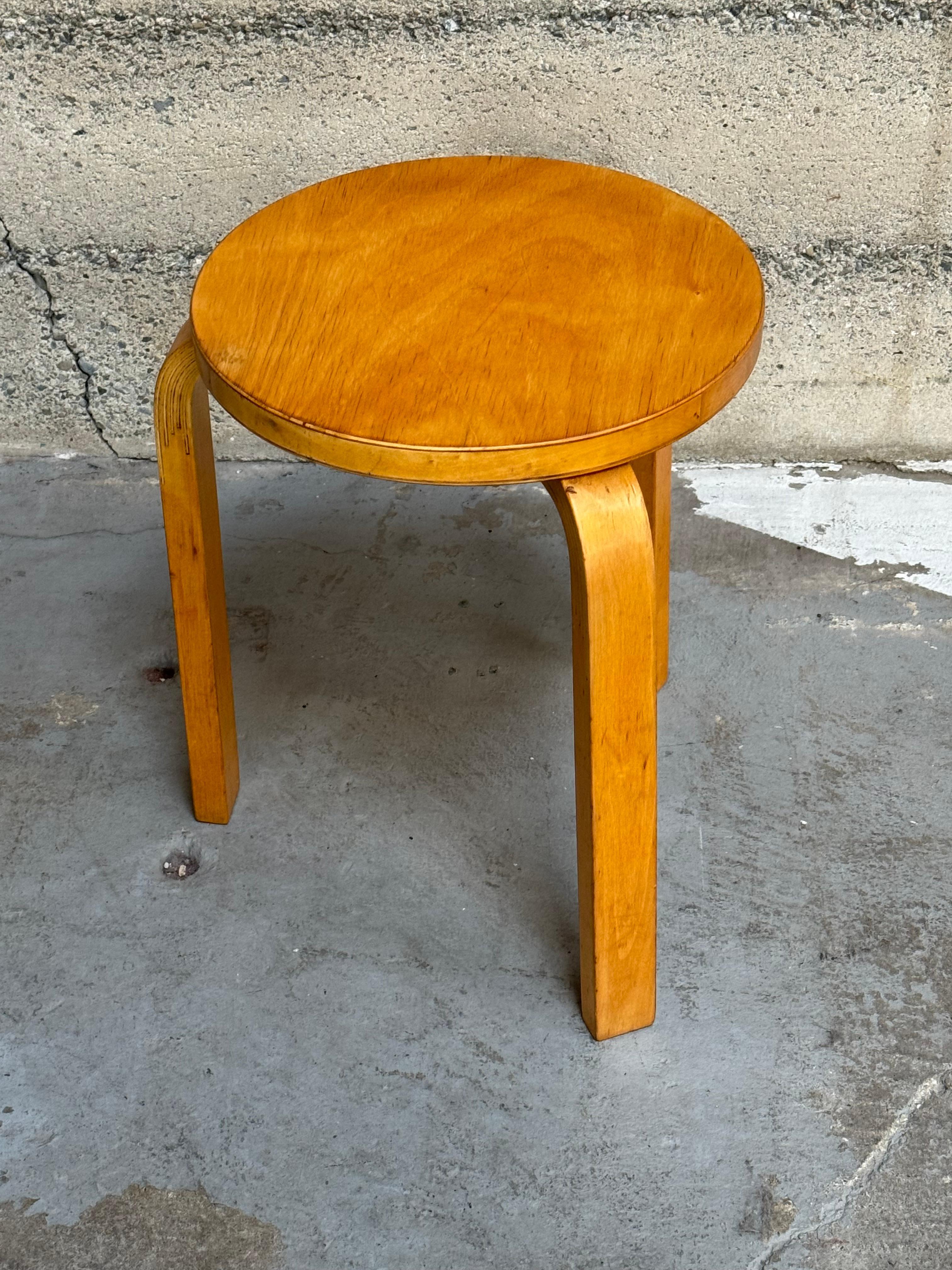 Scandinavian Modern Stack of 4 1950s Alvar Aalto Model 60 Stools