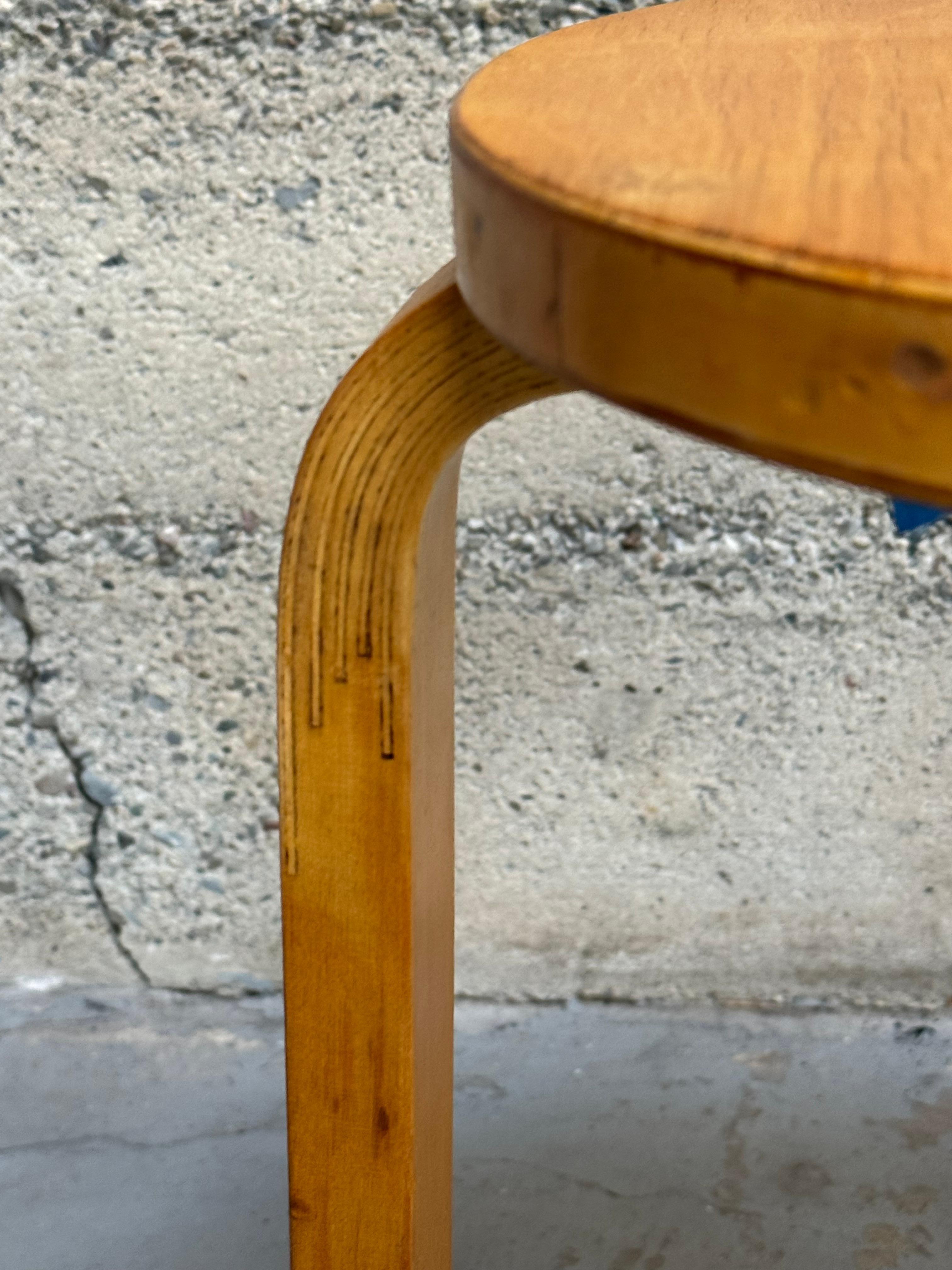 Hand-Crafted Stack of 4 1950s Alvar Aalto Model 60 Stools For Sale