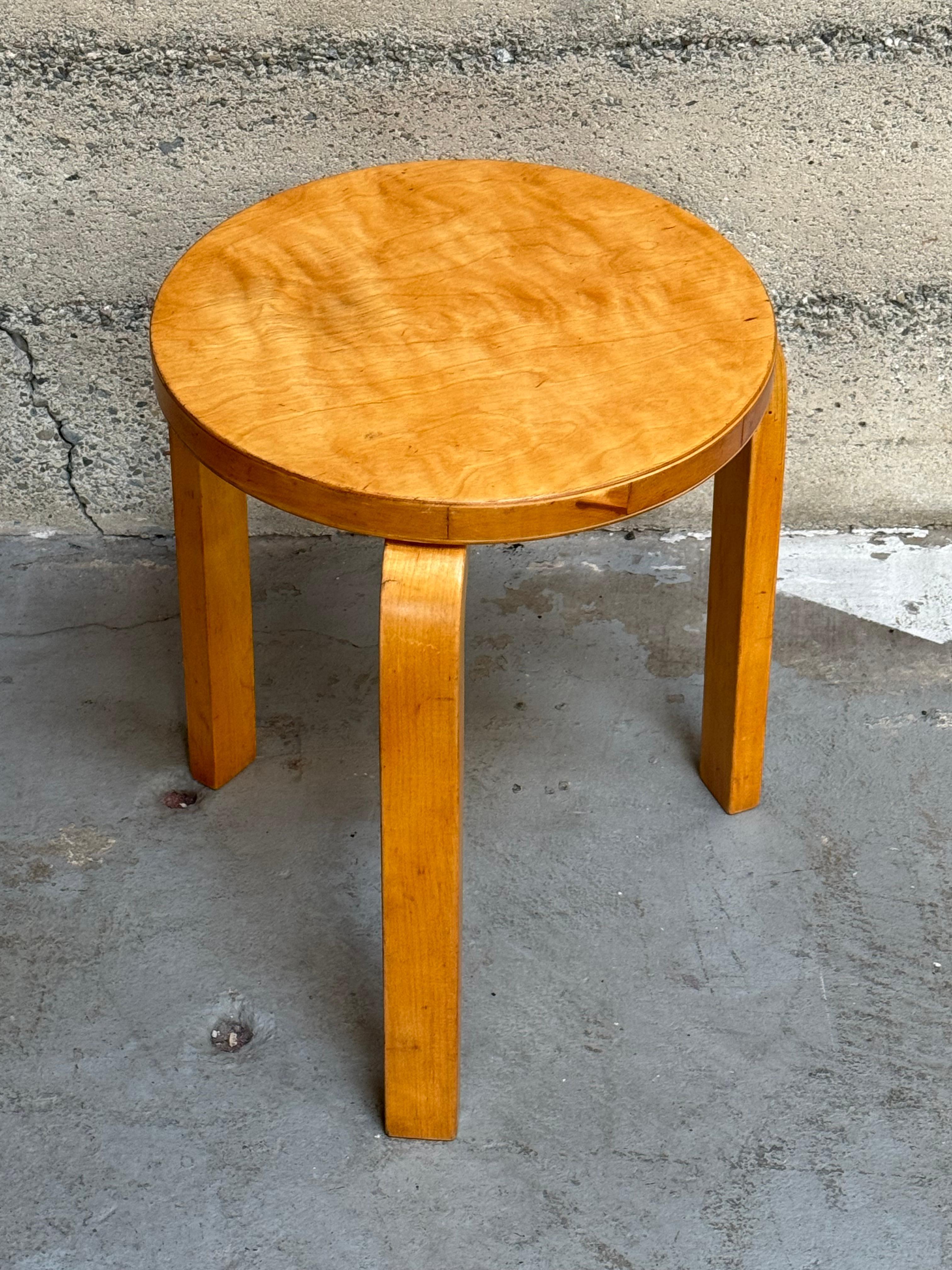 Birch Stack of 4 1950s Alvar Aalto Model 60 Stools For Sale