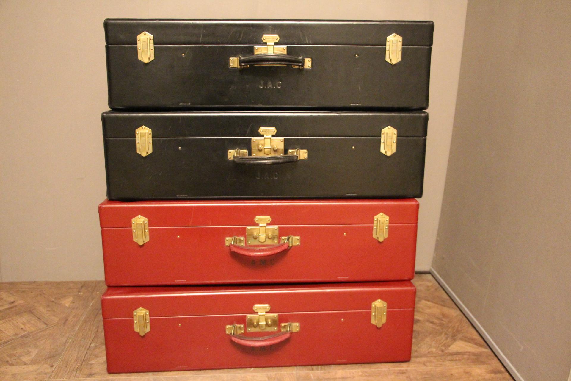 Stack of 4 All Leather Suitcases by Hermes 7