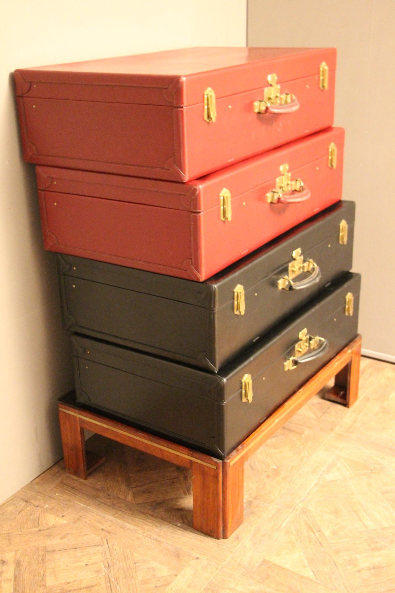 Stack of 4 All Leather Suitcases by Hermes 10
