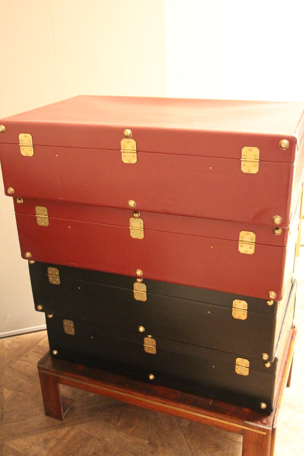 Stack of 4 All Leather Suitcases by Hermes 11