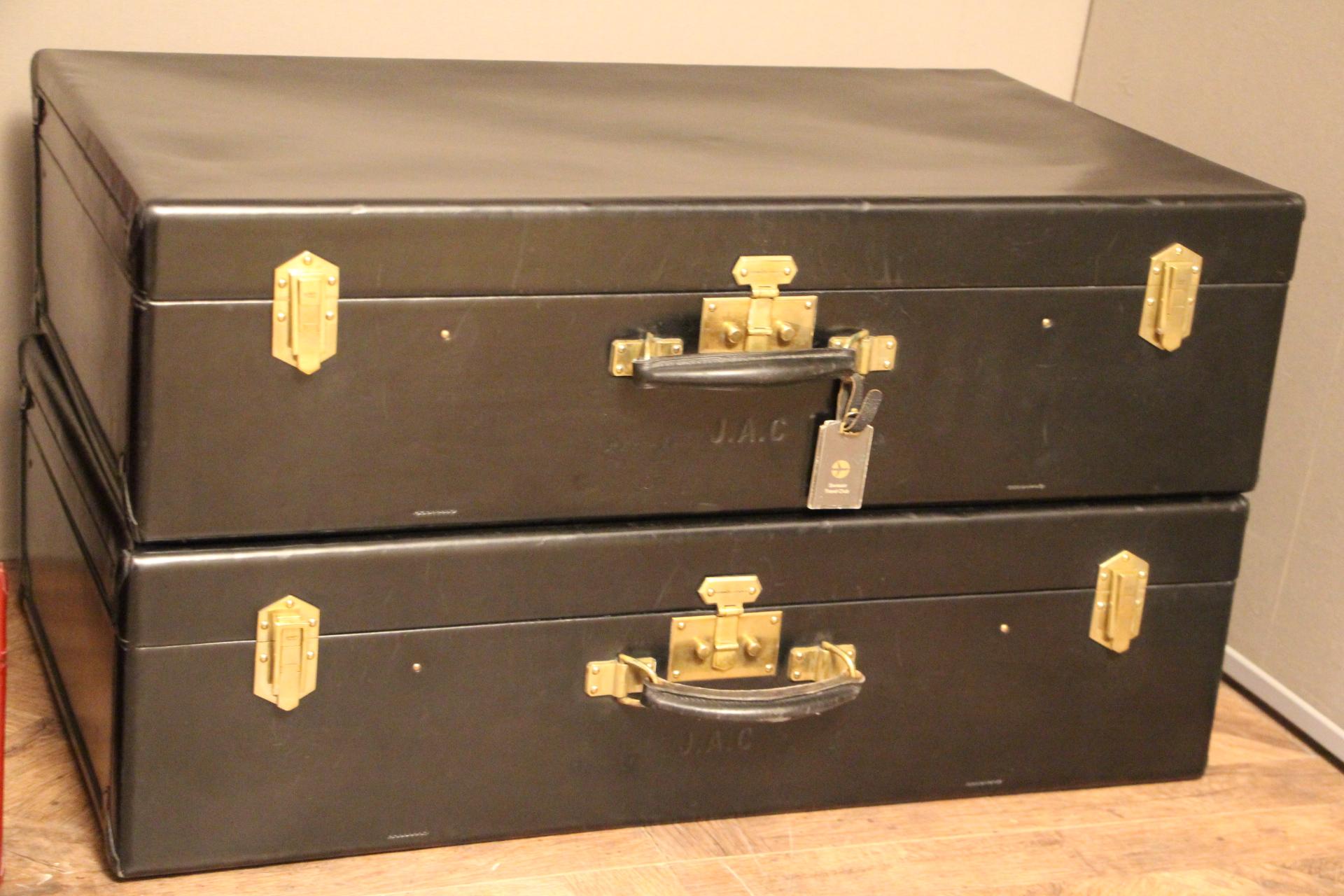 French Stack of 4 All Leather Suitcases by Hermes