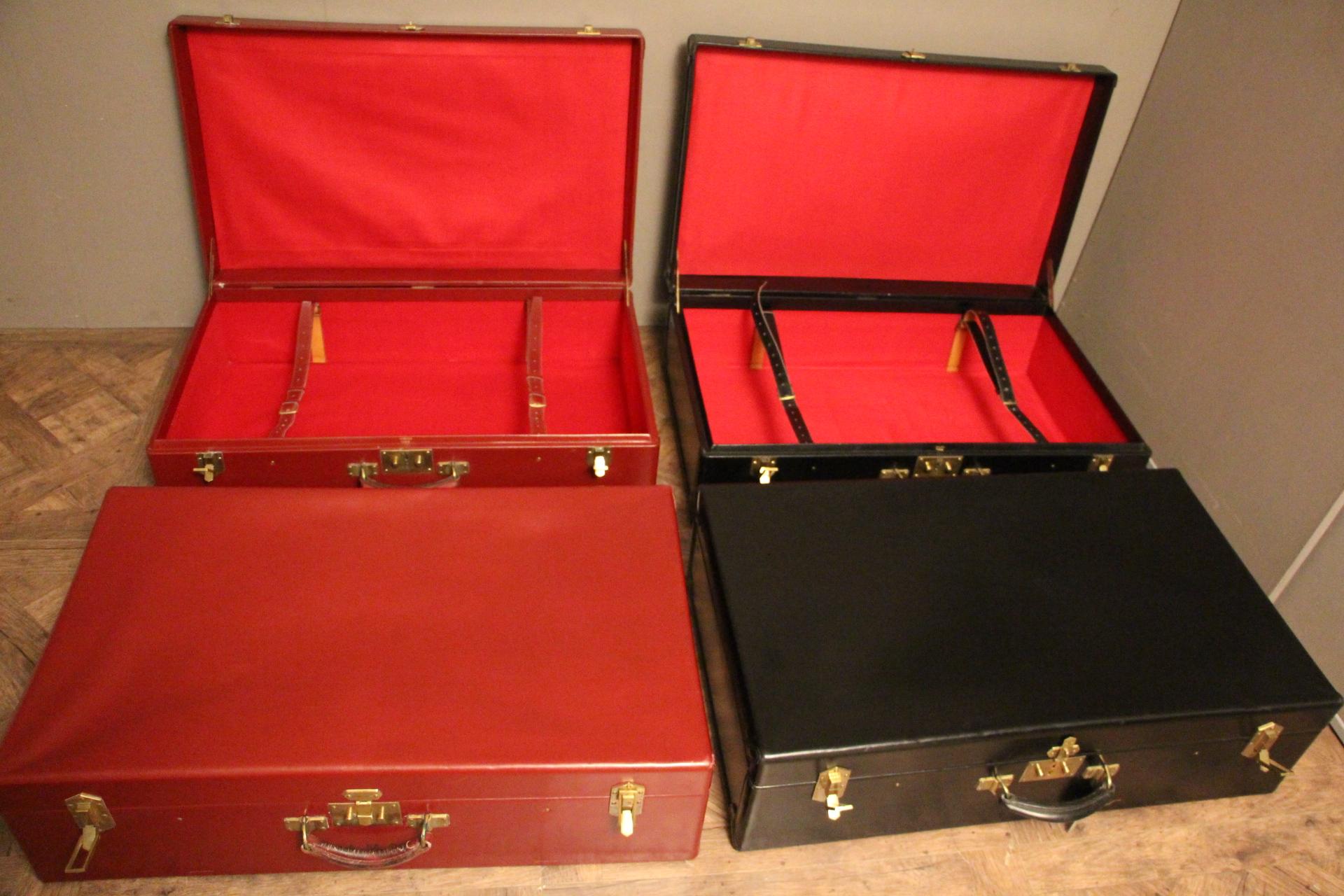 Stack of 4 All Leather Suitcases by Hermes 1