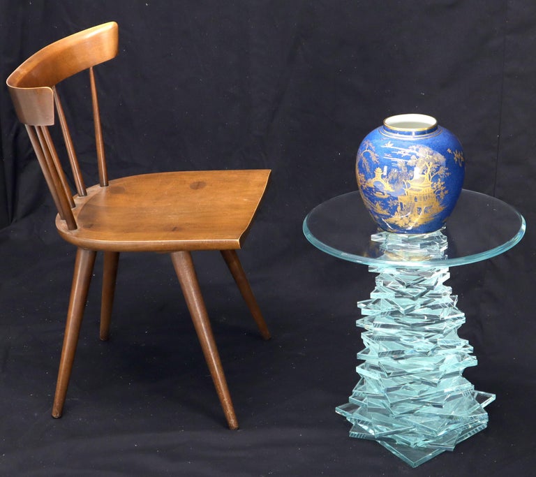 Stack of Cut Glass Base Round Top Side Coffee Table Arts and Crafts For