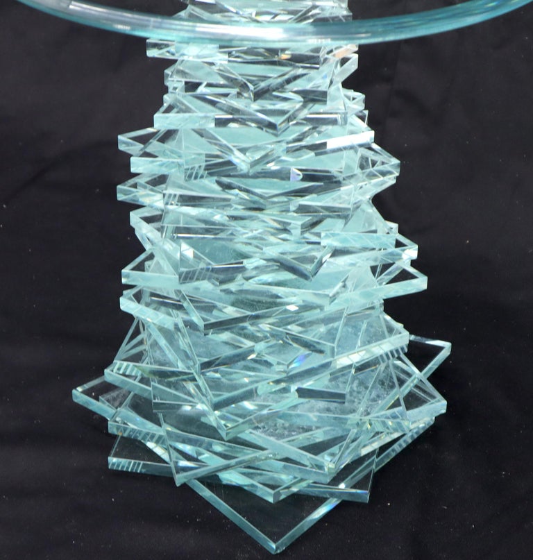 Stack of Cut Glass Base Round Top Side Coffee Table Arts and Crafts For