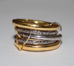 Stack ring Natural pave diamonds sterling silver dual tone stack of five rings