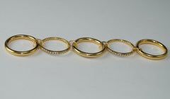 Stack ring Natural pave diamonds sterling silver with yellow gold plating