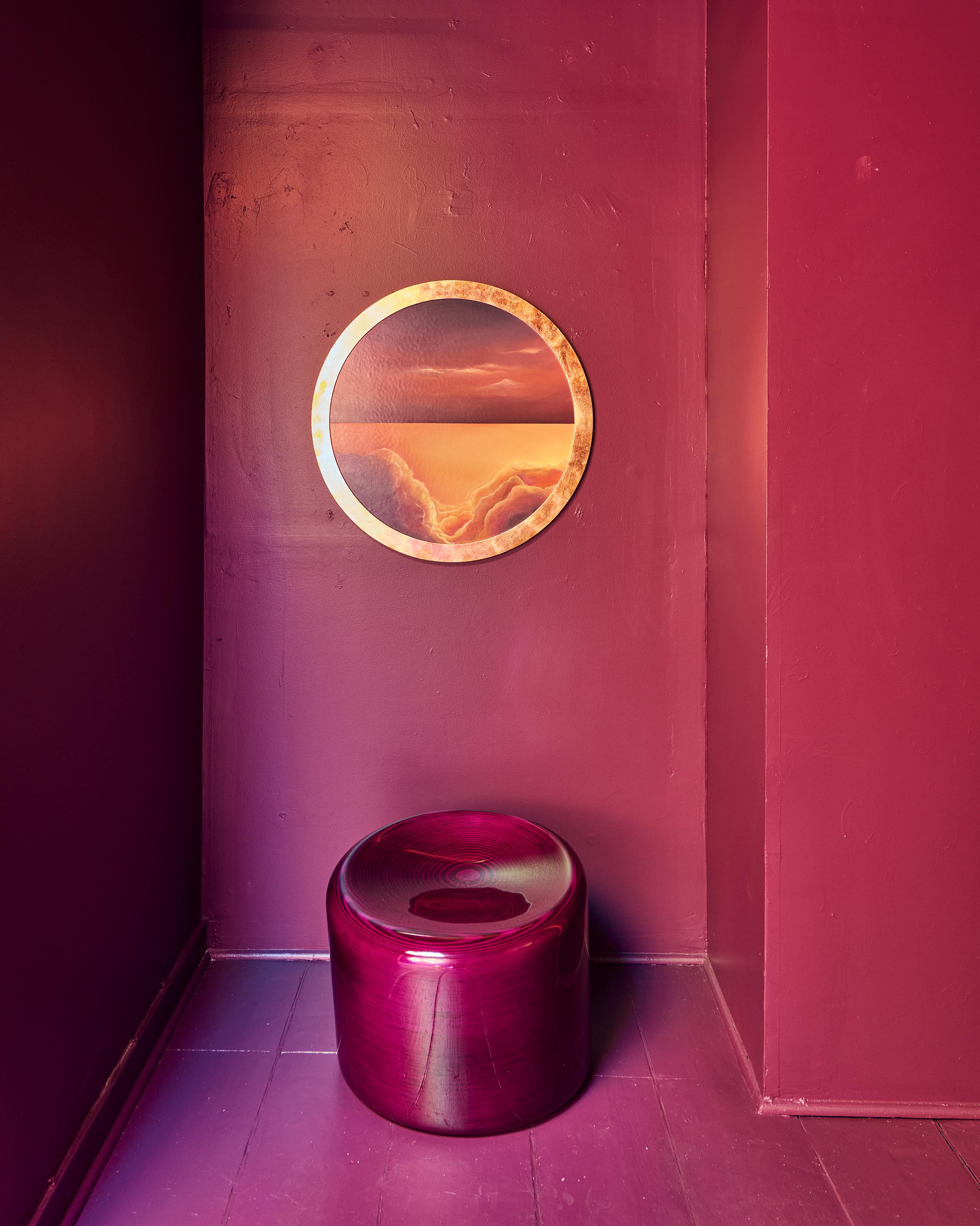 Glossy Stack Seat in Purple, Baltic Birch Plywood, by Timbur X Ezra Ardolino For Sale 1