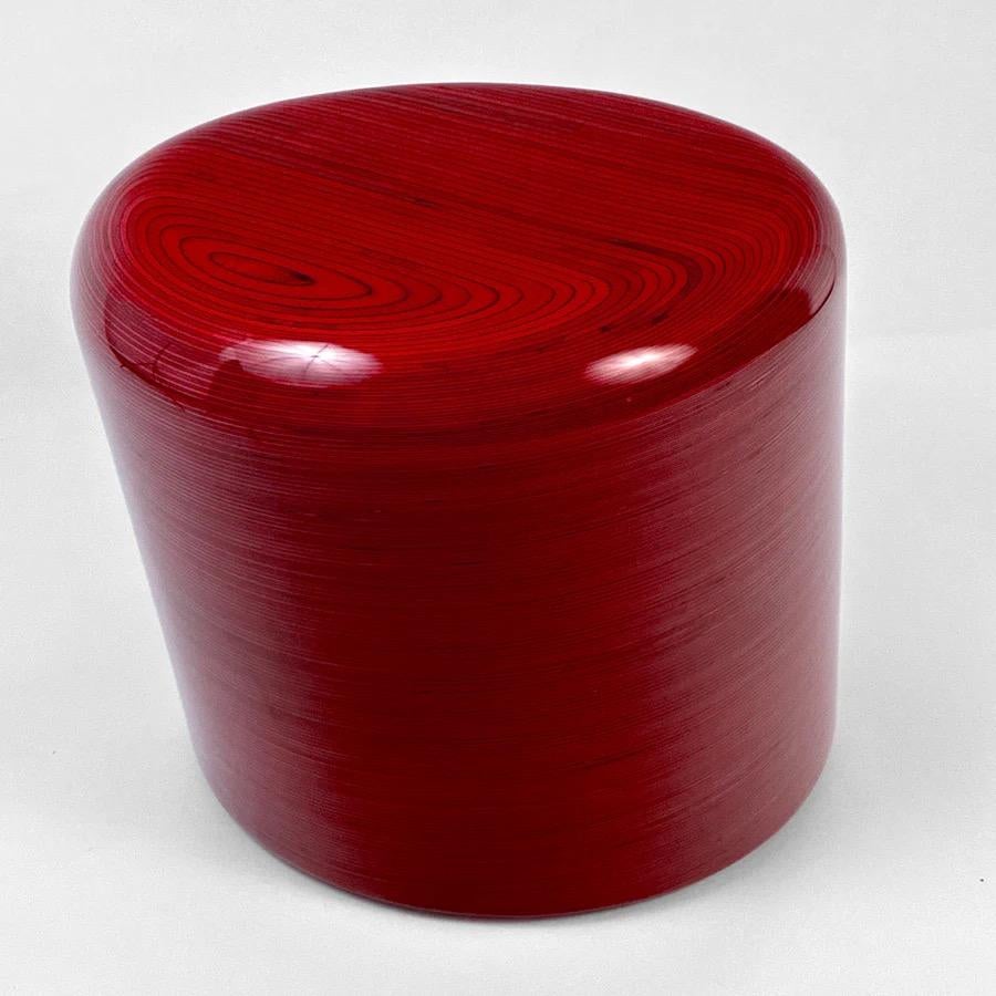 North American Stack Stool in Red, Timbur, Represented by Tuleste Factory For Sale