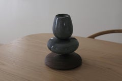 Stack Table Sculpture in Dark Stoneware by Soo Joo
