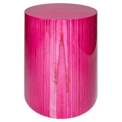 Glossy Stack Vert Stool / Side Table in Pink, Baltic Birch Plywood, by Timbur