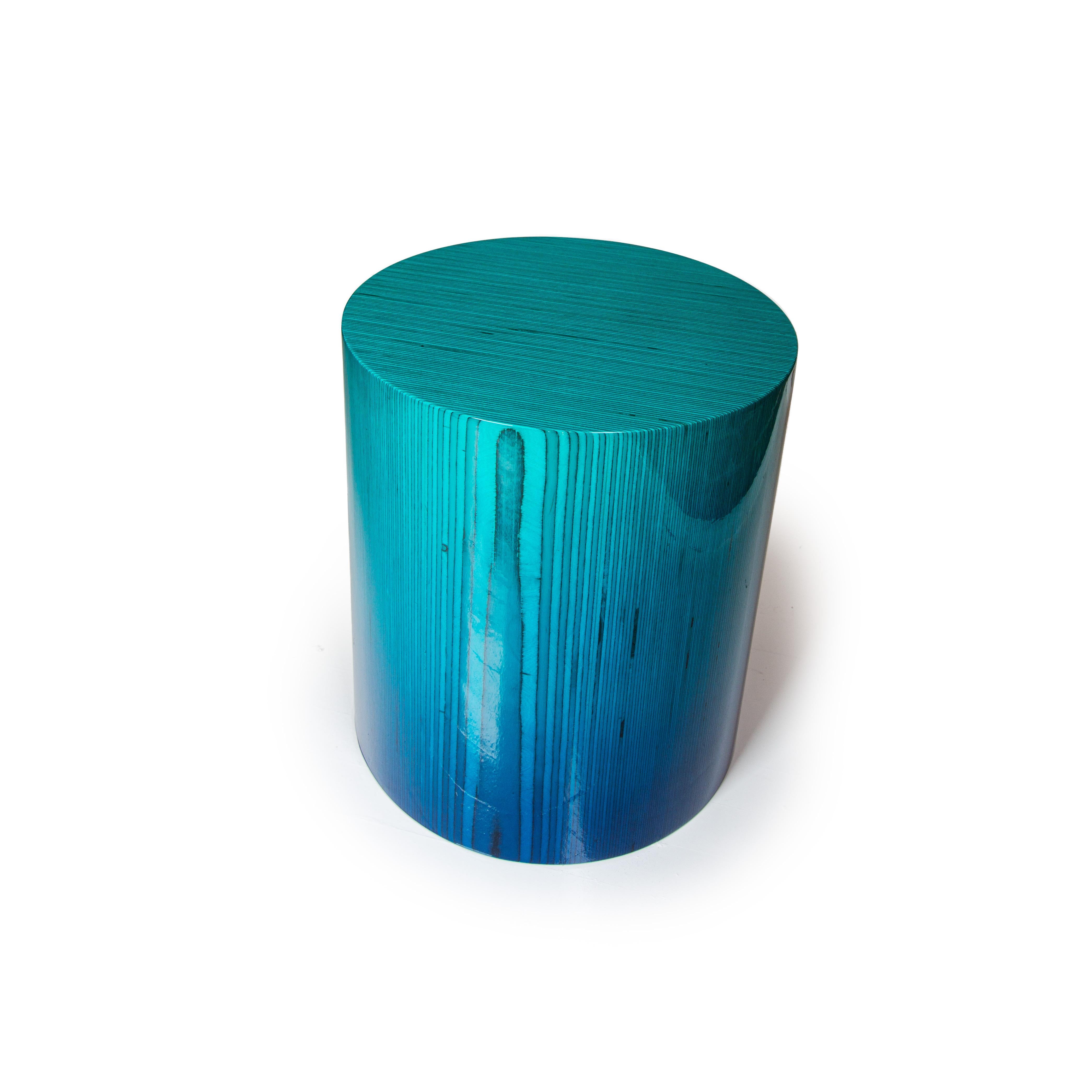 American Stack Vert Stool or Side Table in Teal by Timbur, Represented by Tuleste Factory For Sale