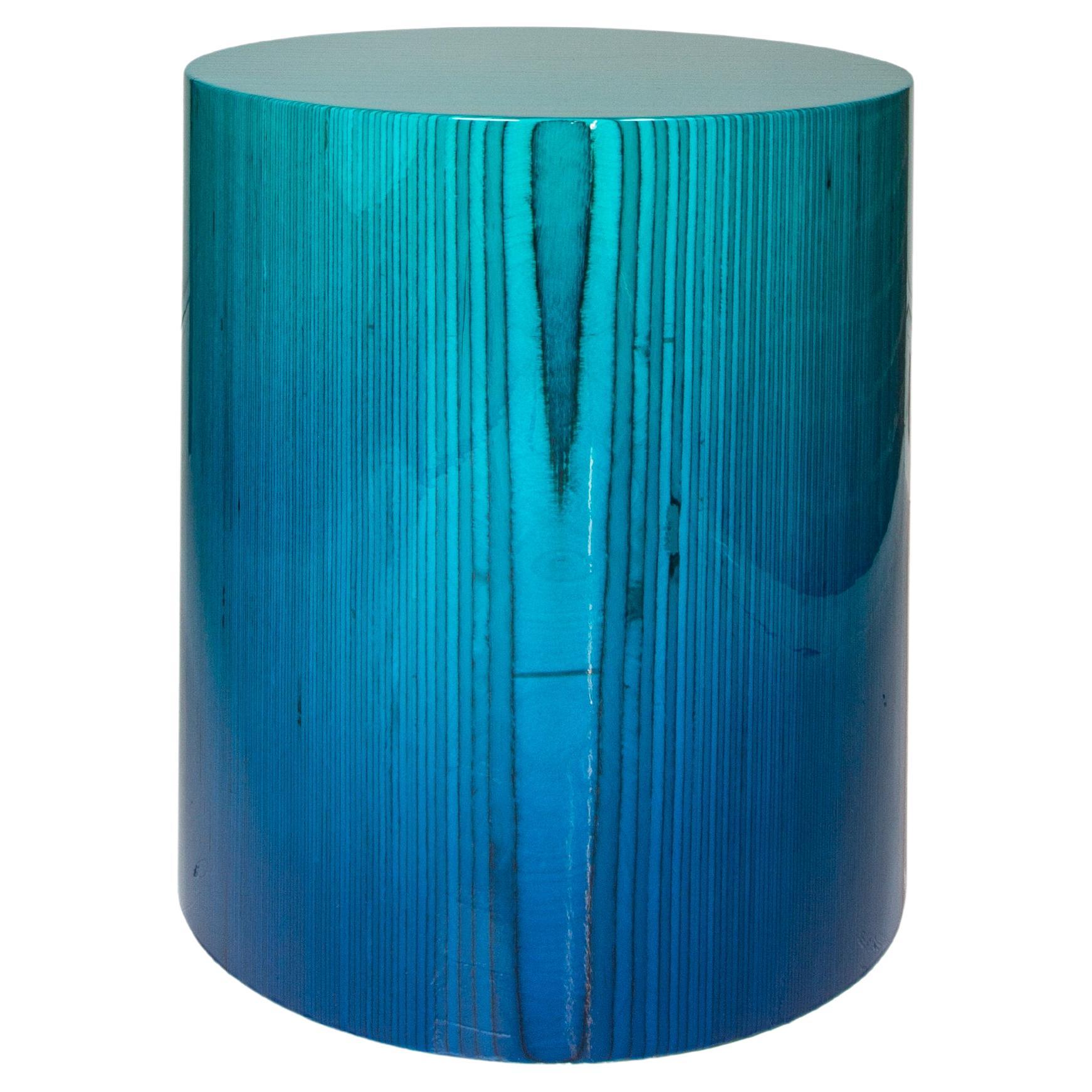 Stack Vert Stool or Side Table in Teal by Timbur, Represented by Tuleste Factory