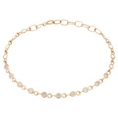 Stackable 1.24 ct Natural Diamond Chain Bracelet in 14K Solid Yellow Gold