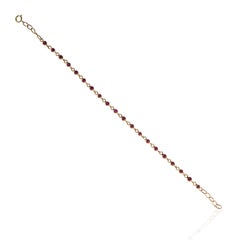 Stackable 14k Solid Yellow Gold Ruby Link Chain Bracelet