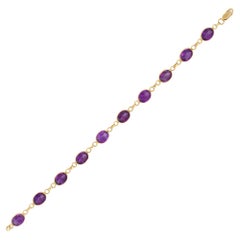 Stackable 17 Ct Amethyst Chain Bracelet in 18 Karat Yellow Gold