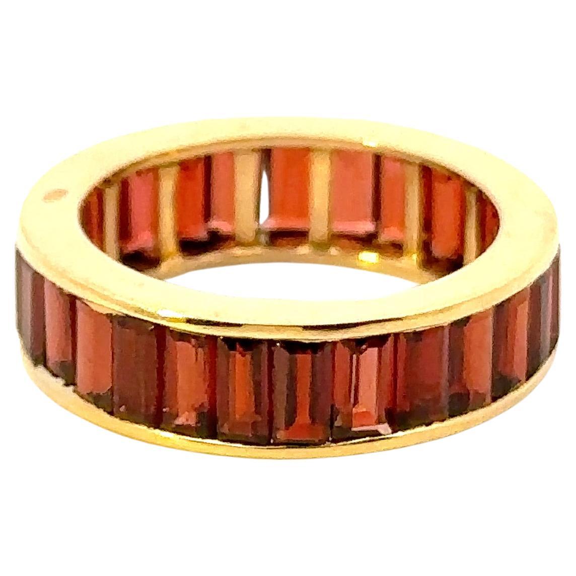 For Sale:  7.3 CT Garnet Gemstone Stacking Eternity Band Ring 18k Solid Yellow Gold