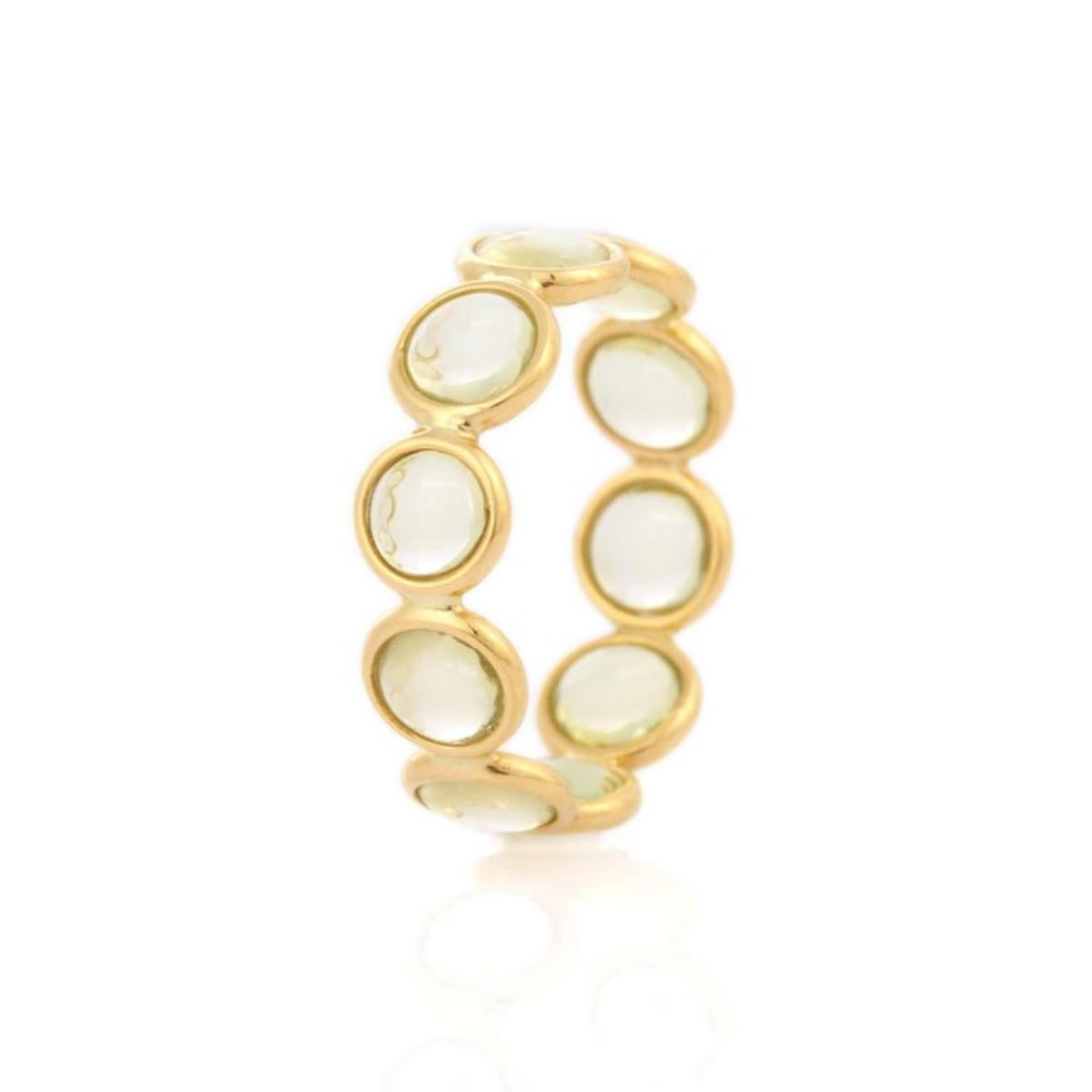 For Sale:  Modernist Lemon Topaz With 18k Yellow Gold Eternity Band Ring Gift for Mom 6