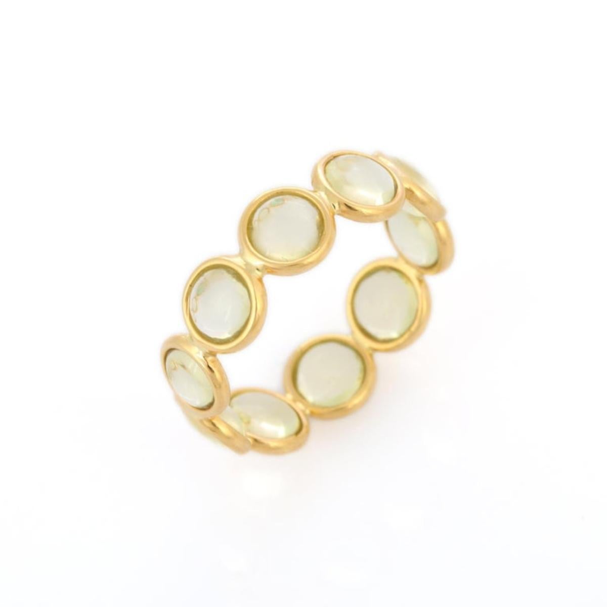 For Sale:  Modernist Lemon Topaz With 18k Yellow Gold Eternity Band Ring Gift for Mom 7