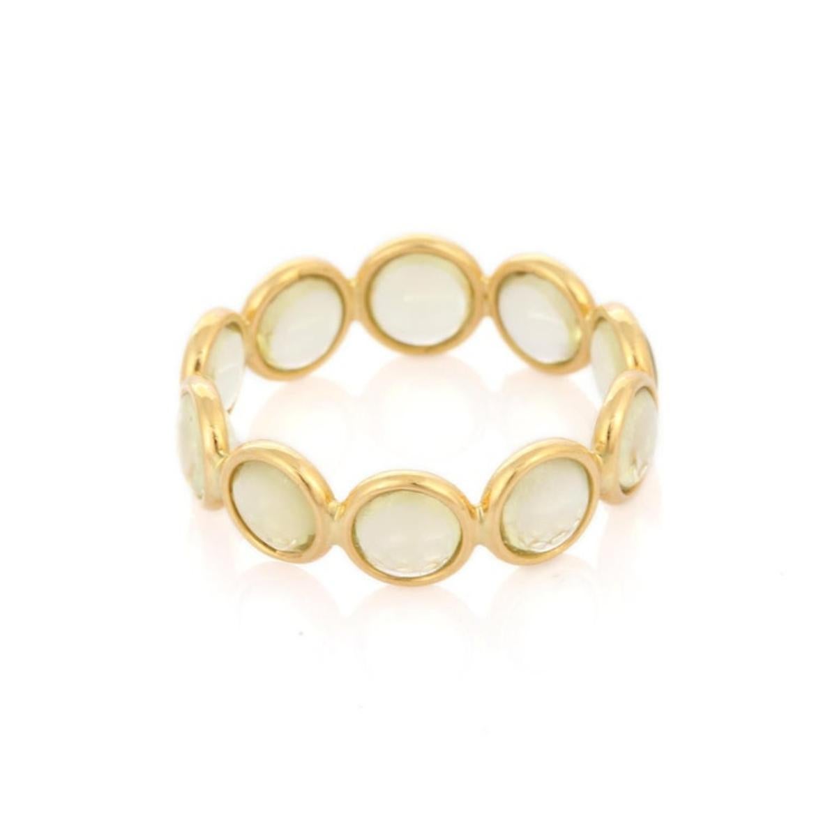 For Sale:  Modernist Lemon Topaz With 18k Yellow Gold Eternity Band Ring Gift for Mom 8