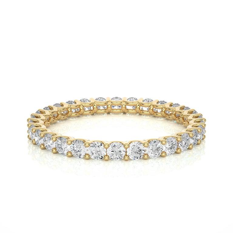 For Sale:  Stackable 2.1 mm Moissanite Band Fiance Surprise Gift in Yellow Gold Silver 6