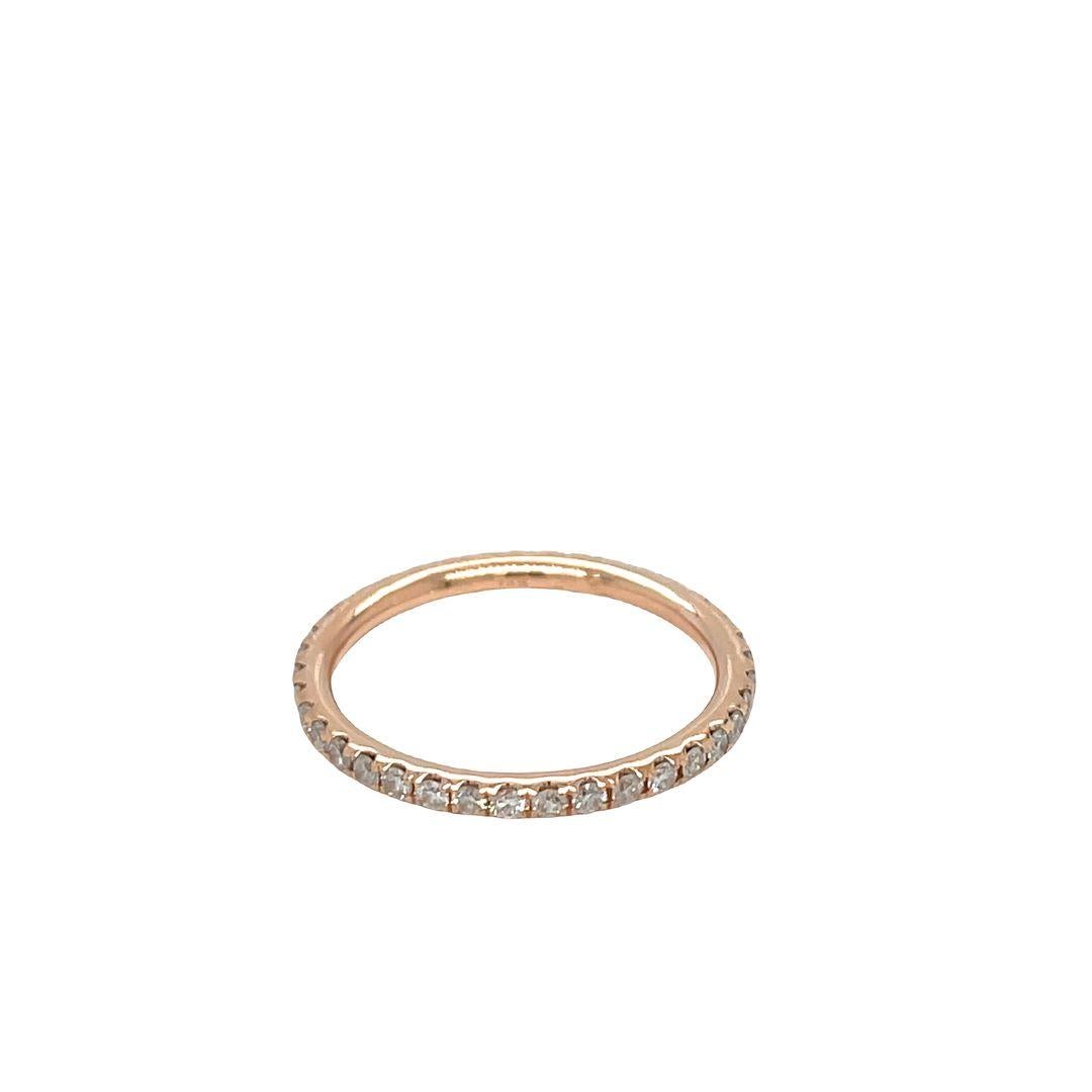 Round Cut Stackable 3 Tones 14K White, Yellow, and Rose Gold Diamond Eternity Bands For Sale