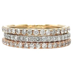 Stapelbar 3 Töne 14K Weiß, Gelb und Rose Gold Diamant Eternity Bands