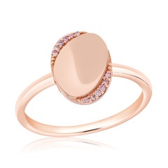 Stackable Argyle Pink Diamond Oval Disk Shape Ring 14k Rose Gold