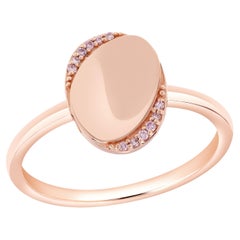 Stackable Argyle Pink Diamond Oval Disk Shape Ring 14k Rose Gold