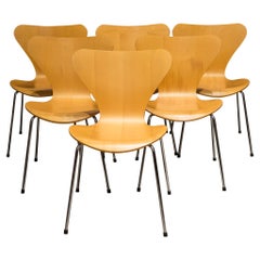 Stackable Arne Jacobsen for Fritz Hansen "Series 7" Chairs, circa 1991