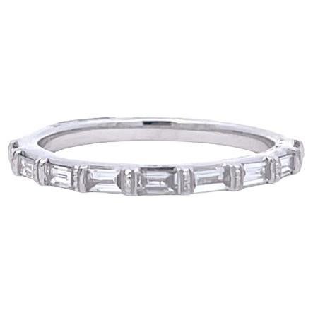 Stackable Baguette Diamond Ring Band 0.33 Carat 14k White Gold