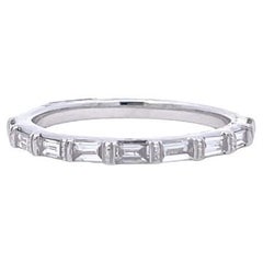 Stackable Baguette Diamond Ring Band 0.33 Carat 14k White Gold