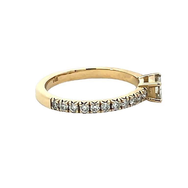 Modern Stackable Baguette & Round Diamond Band 0.79 Carat 14K Yellow For Sale