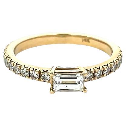 Stackable Baguette & Round Diamond Band 0.79 Carat 14K Yellow