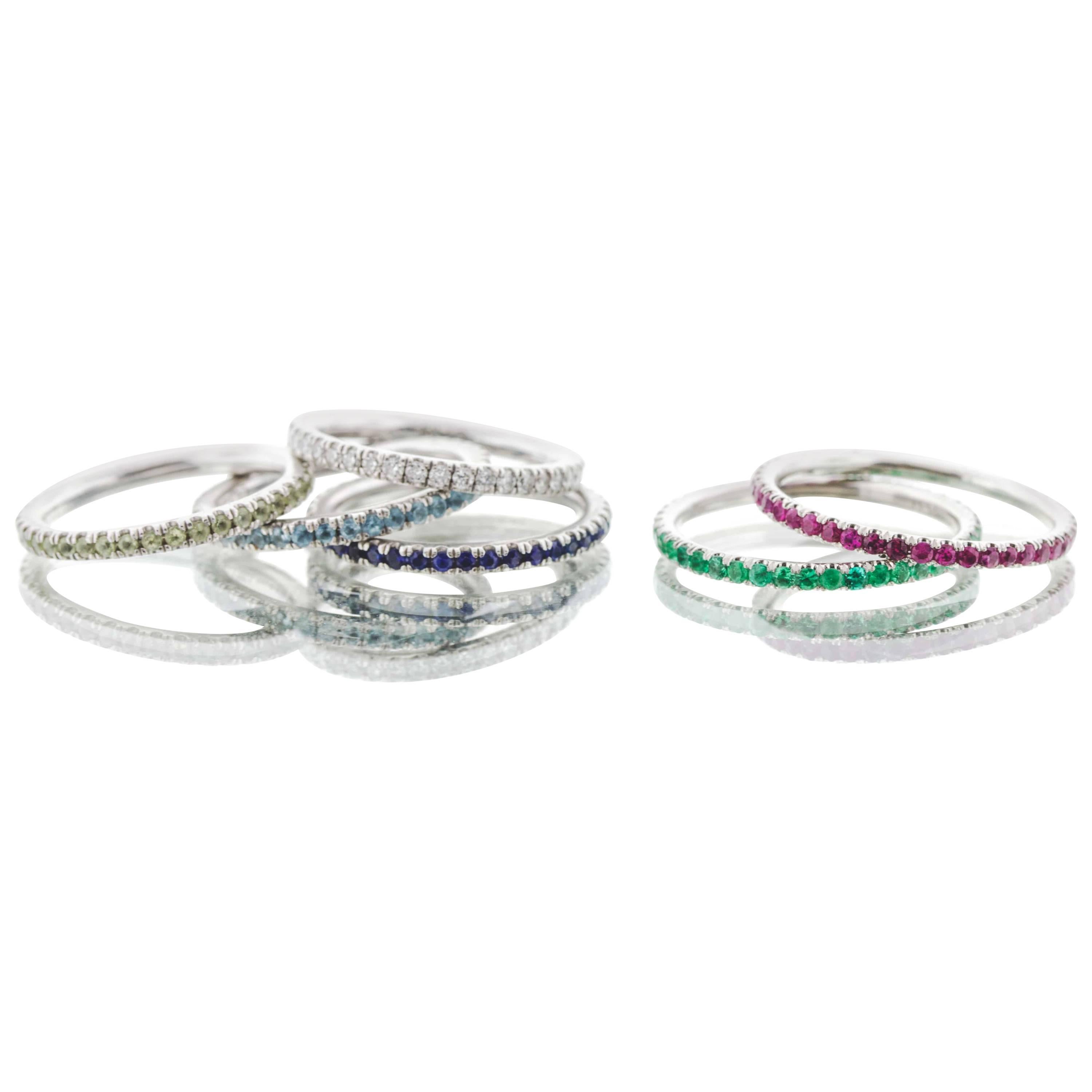 Stackable Birthstone Rings, Diamond, Rubies, Sapphires, Emeralds For Sale
