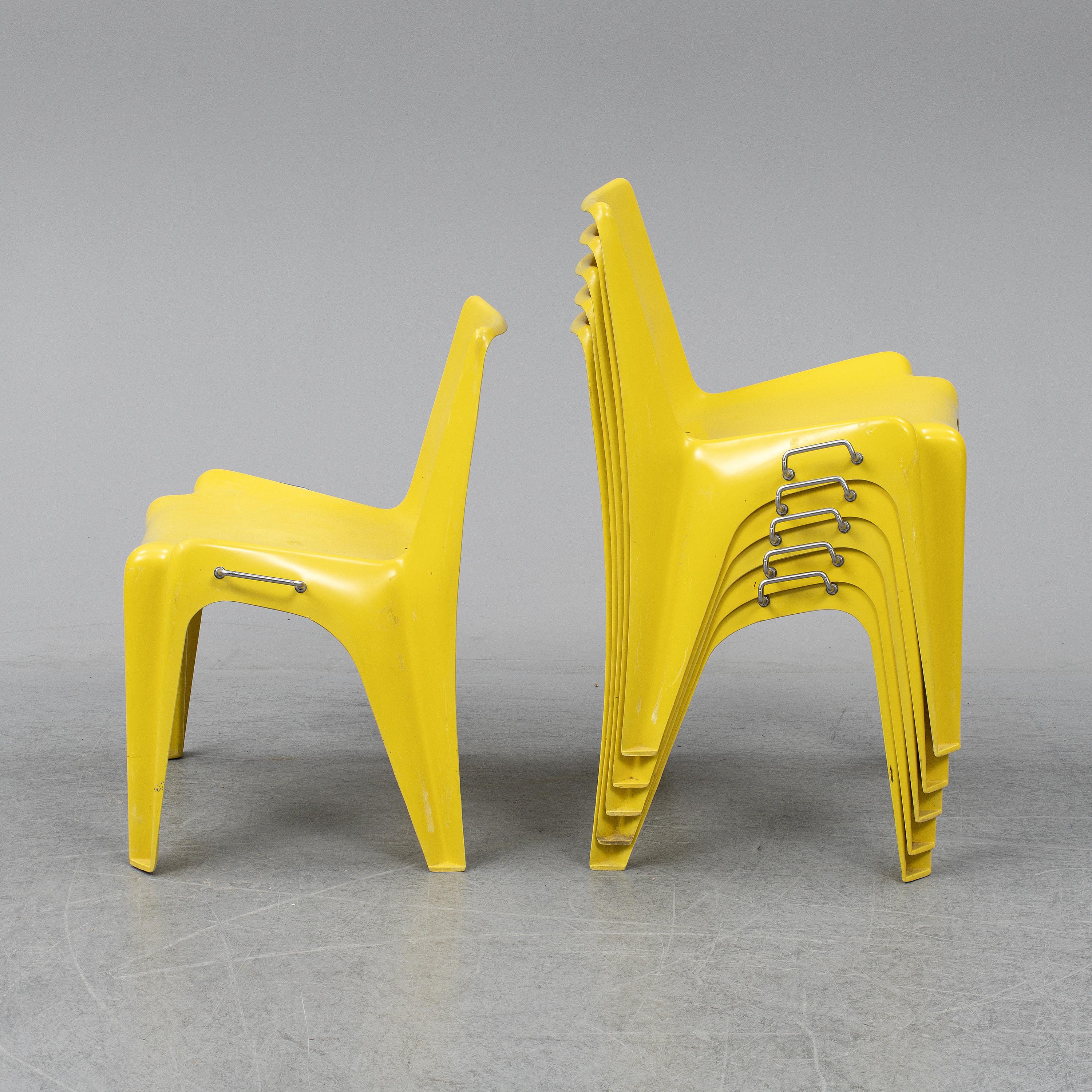 yellow stackable chairs