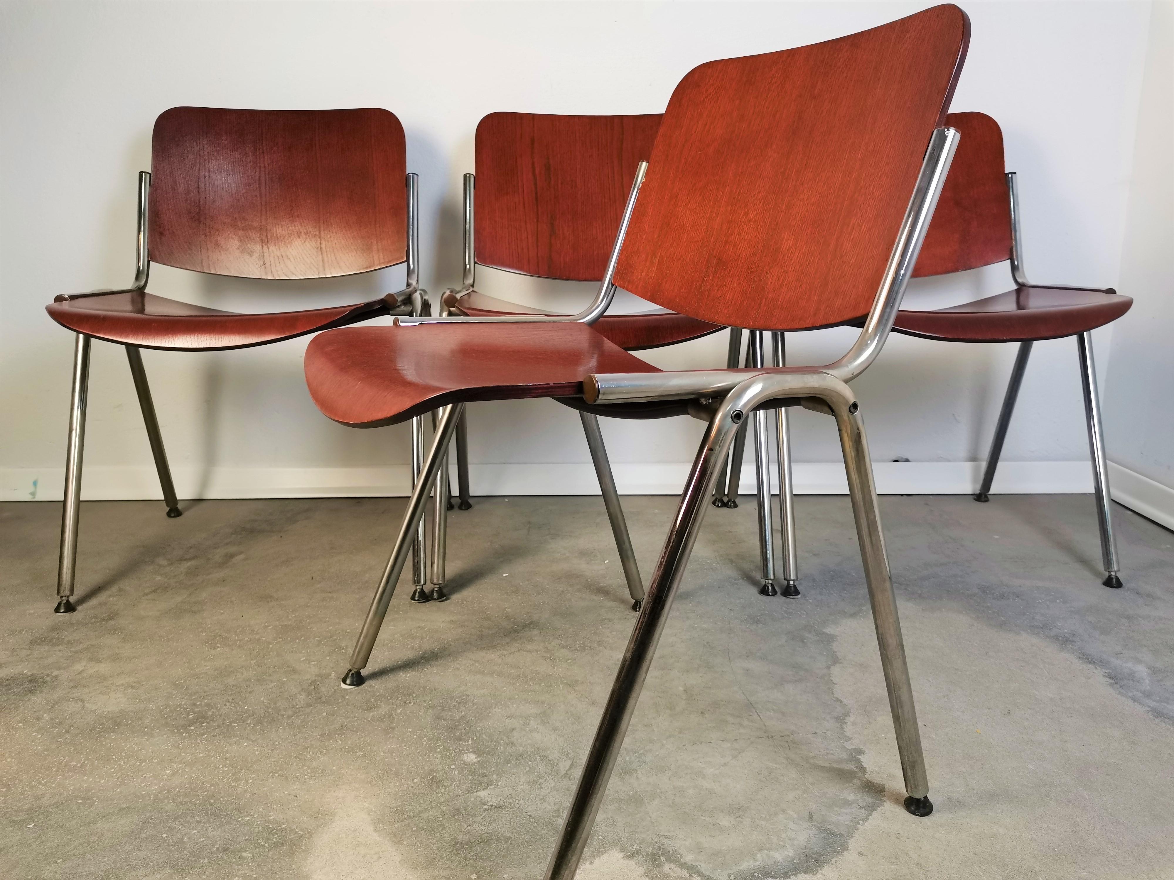 Stackable chairs
Manufacturer: Stol Kamnik
Country of Manufacturer: Slovenia
Period: 1990s
Materials: Chrome, plywood
Condition: very good vintage condition.
