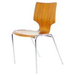 Stackable Chairs in Bended Plywood and Chrome, Adam Stegner Design, 1980s