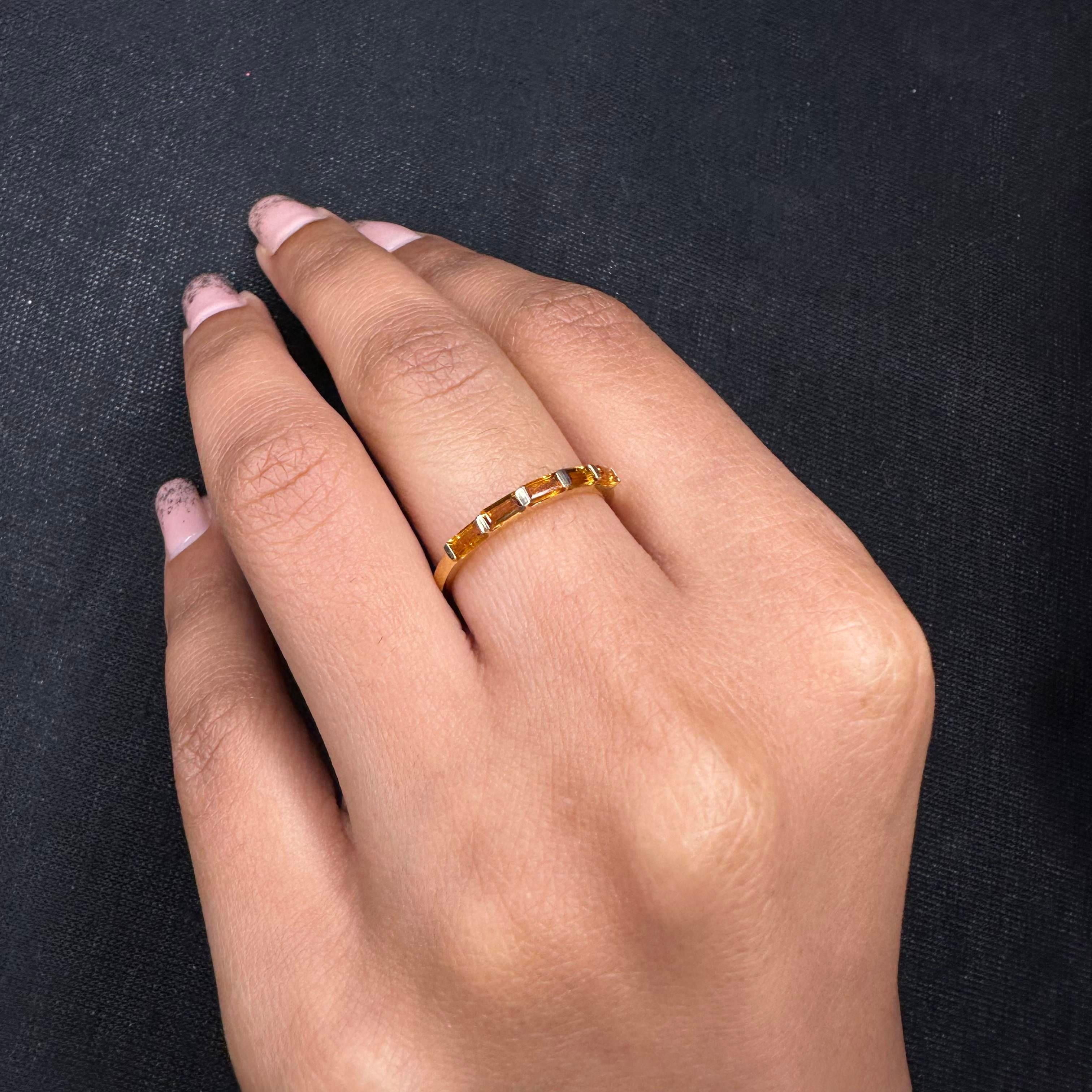 For Sale:  Stackable Citrine Half Eternity Band Ring in 18kt Solid Yellow Gold For Women 3