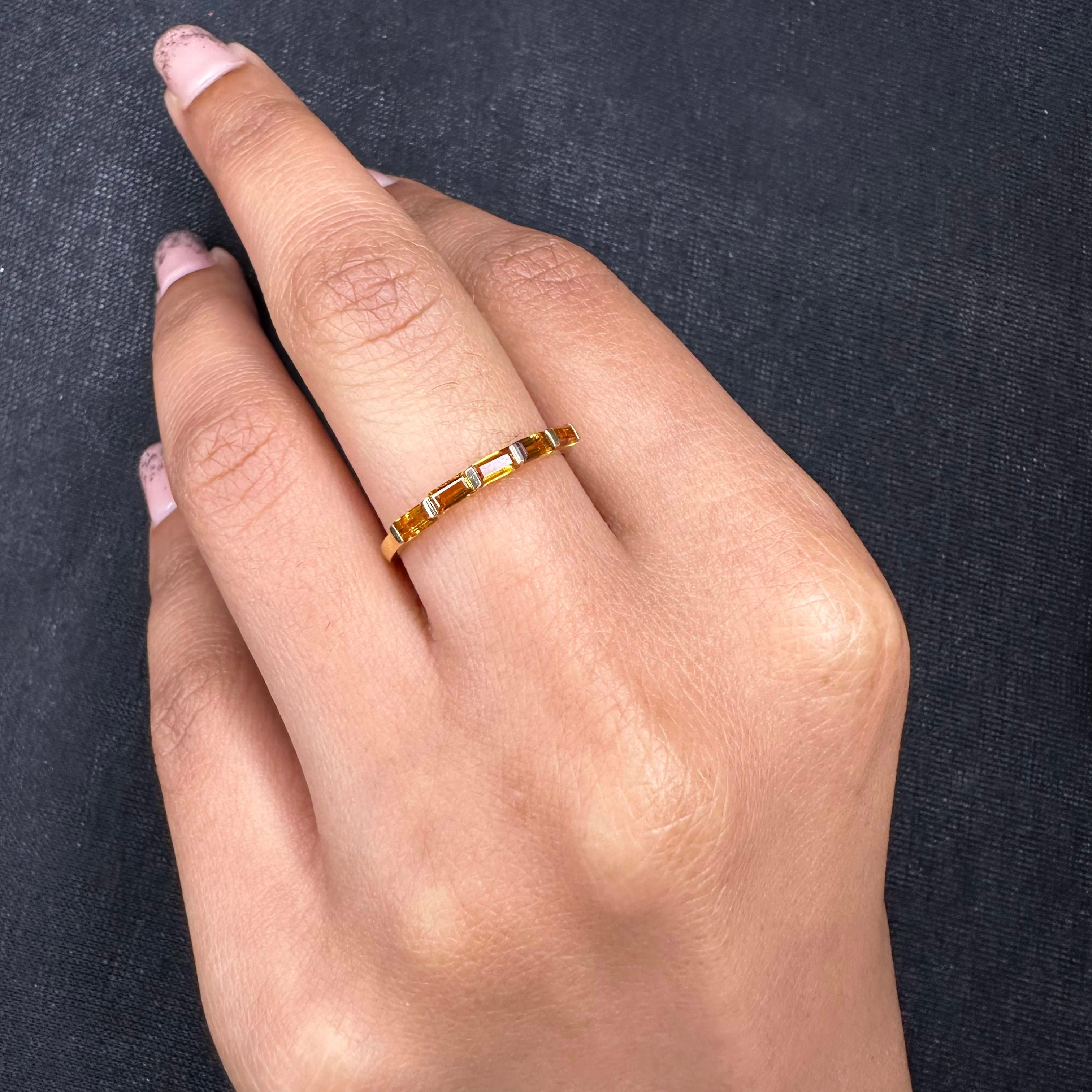 For Sale:  Stackable Citrine Half Eternity Band Ring in 18kt Solid Yellow Gold For Women 5